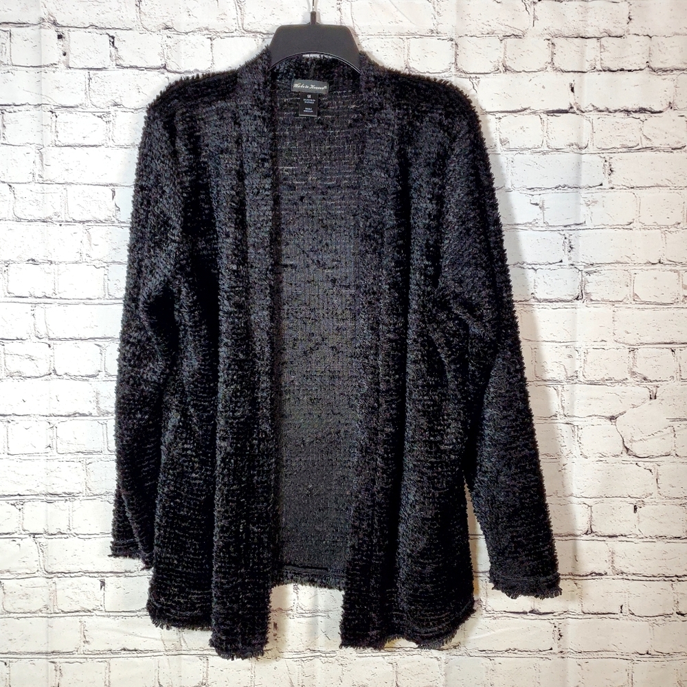 Made In Heaven Black Open Front Cardigan Size 1X